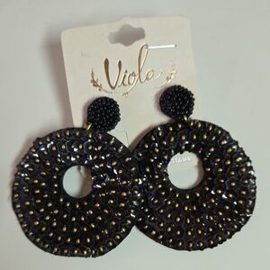 Viola Black and Gold Statement Earrings